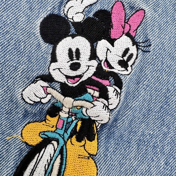 Vintage Disney Denim Jean Overall Bib Short Classic Mickey Mouse Embroidered 5 - Picture 3 of 12